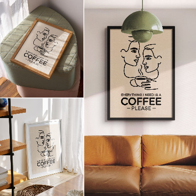 Kunstdruck leinwand Minimalistische Gesichtskonturen, eine Tasse Kaffee