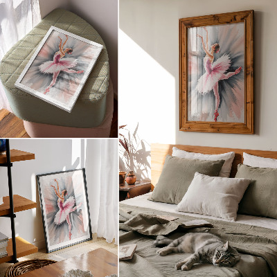 Wandposter Ballerina in Pink vor dynamischem Hintergrund