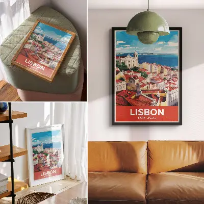 Wandposter Stadtpanorama in warmen Farben für eine friedliche Atmosphäre