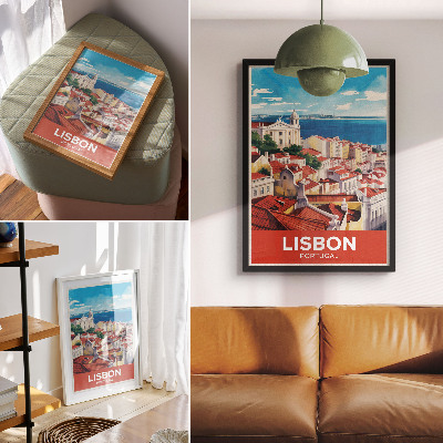 Wandposter Stadtpanorama, warme Farben, friedliche Atmosphäre