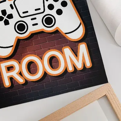 Wandposter Neon-Controller-Design auf schwarzem Hintergrund
