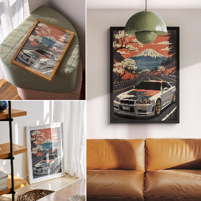 Poster Sportwagen-Berge dynamische Szene