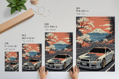 Poster Sportwagen-Berge dynamische Szene