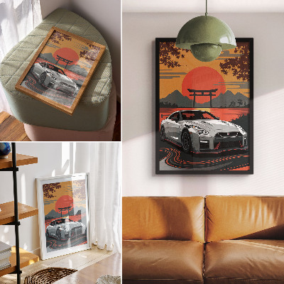 Kunstdruck leinwand Ein Auto in einer harmonischen japanischen Landschaft
