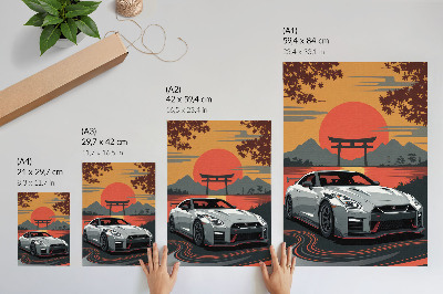 Kunstdruck leinwand Ein Auto in einer harmonischen japanischen Landschaft