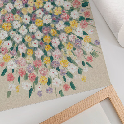 Poster Bunte Blumen, pastellfarbene Blätter, Frische