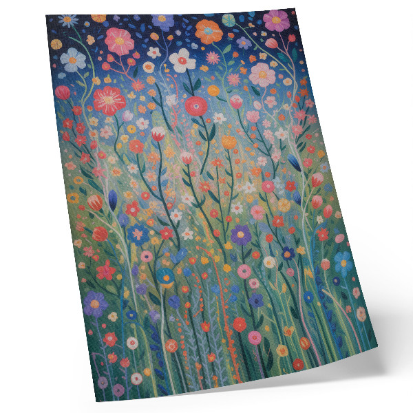Wandposter Wunderschöne Blumen vor dem Sternenhimmel