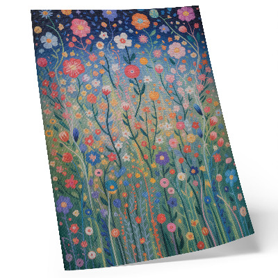 Wandposter Wunderschöne Blumen vor dem Sternenhimmel