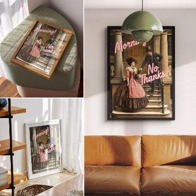 Poster Historische Kostüme, Pastellinschriften, Moderne
