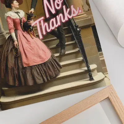 Poster historische Kostüme mit Pastellinschriften im modernen Stil