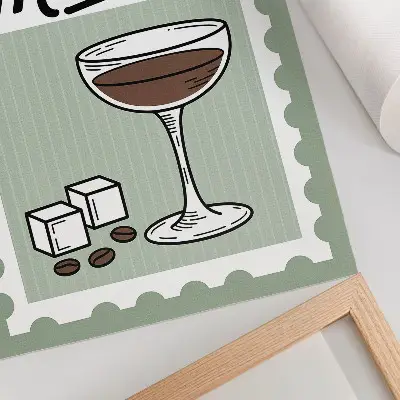 Poster mit Espresso Martini-Grafiken im Vintage-Stil