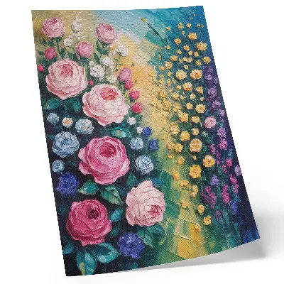 Kunstdruck auf Leinwand Blumen mit Rosen in leuchtenden Farben und abstrakter Atmosphäre