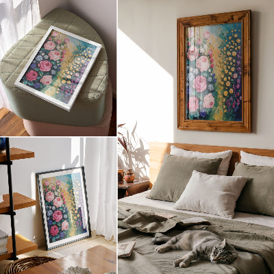 Kunstdruck leinwand Blumen, Rosen, leuchtende Farben, abstrakte Atmosphäre