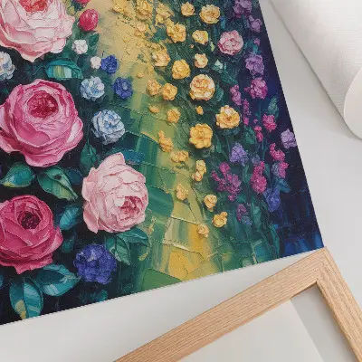Kunstdruck auf Leinwand Blumen mit Rosen in leuchtenden Farben und abstrakter Atmosphäre