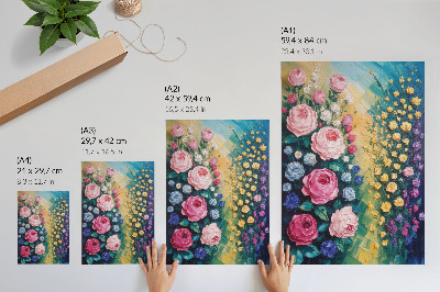 Kunstdruck leinwand Blumen, Rosen, leuchtende Farben, abstrakte Atmosphäre