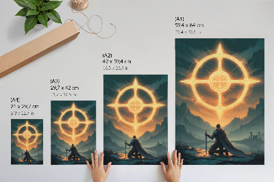 Wandposter Bezaubernde Landschaft, magisches Symbol, Ritter