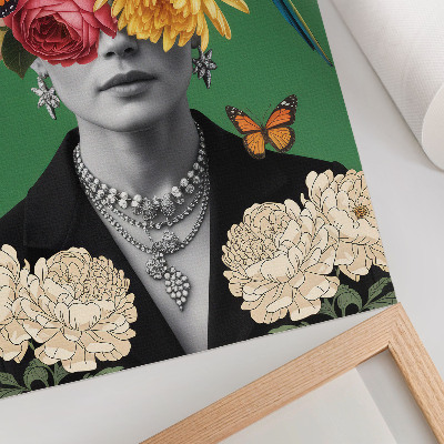 Poster Blumen, Vögel, Schmetterlinge, elegante Figuren, Surrealismus