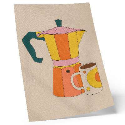 Wandposter Geometrische Kaffeekanne und Tasse, lebendige und optimistische Farben