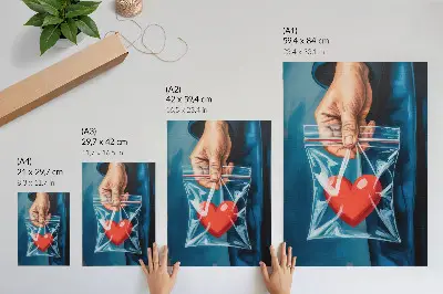 Kunstdruck auf Leinwand mit starken Kontrasten in Rot und Blau im modernen Stil
