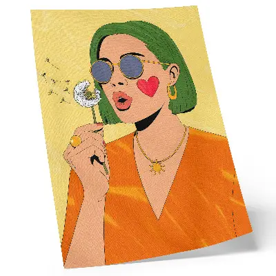 Pop-Art-Illustration mit grünen Haaren als Poster