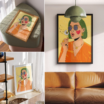 Poster Pop-Art-Illustration mit grünen Haaren
