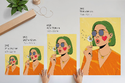 Poster Pop-Art-Illustration mit grünen Haaren