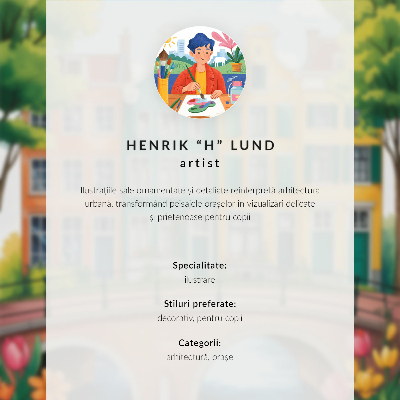 Wandposter Farbenfrohe Gebäude, ruhiges Wasser, mildes Klima