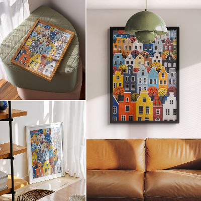 Poster Bunte Mietshäuser in verschiedenen Formen und Farben in Harmonie