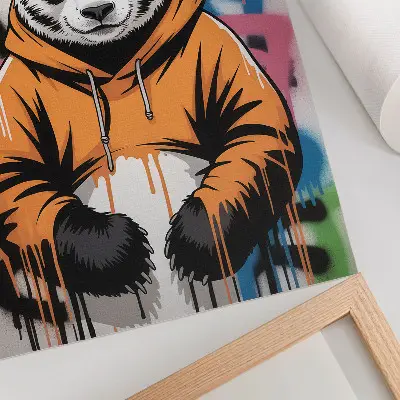 Leinwand-Kunstdruck Panda im Graffiti-Sweatshirt im Streetstyle