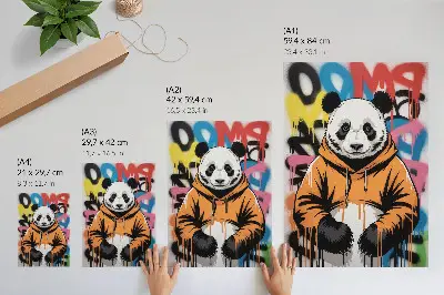 Leinwand-Kunstdruck Panda im Graffiti-Sweatshirt im Streetstyle