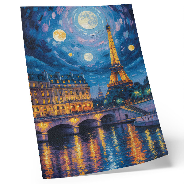 Poster Paris bei Nacht, Vollmond, Eiffelturm