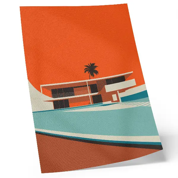 Poster Villa Orange Sky minimalistische Komposition