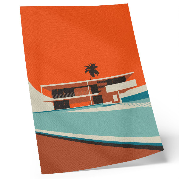 Poster Villa Orange Sky – Minimalistische Komposition