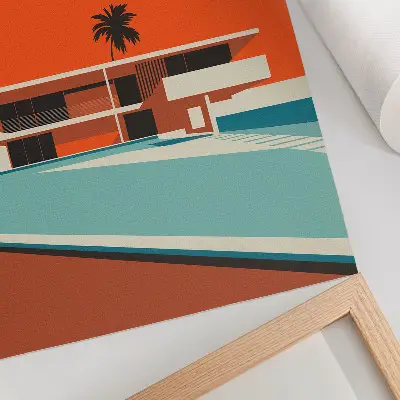 Poster Villa Orange Sky minimalistische Komposition