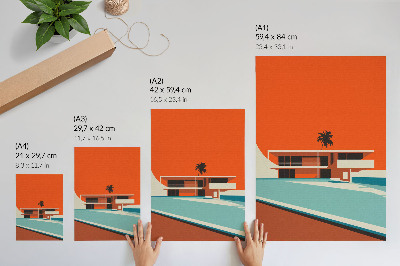 Poster Villa Orange Sky – Minimalistische Komposition