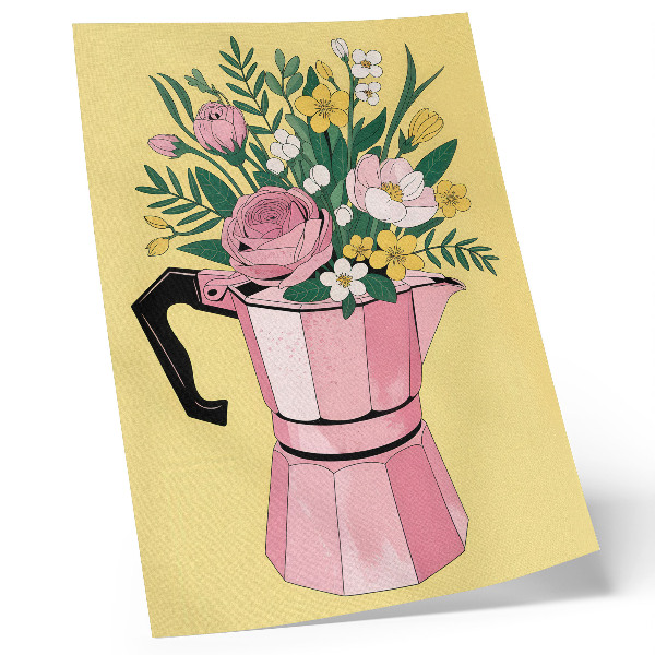 Kunstdruck leinwand Moderne Illustration mit einer rosa Kaffeekanne