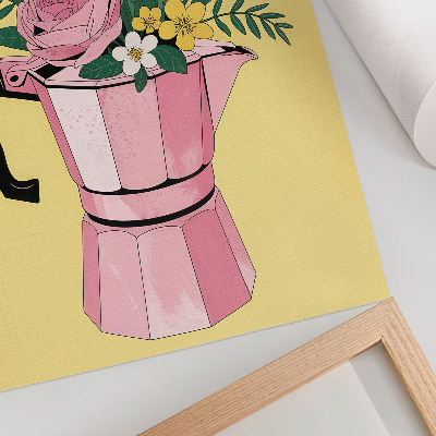 Kunstdruck leinwand Moderne Illustration mit einer rosa Kaffeekanne