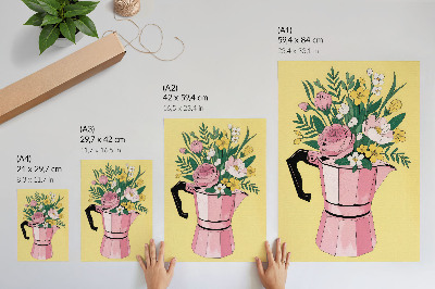 Kunstdruck leinwand Moderne Illustration mit einer rosa Kaffeekanne