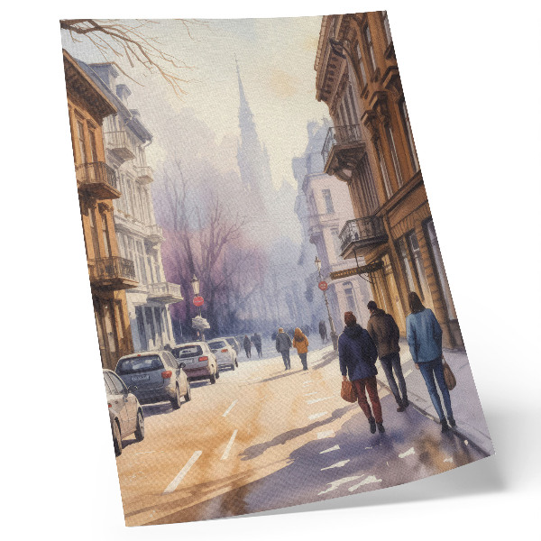 Poster Winterbäume in der Stadt, friedliche Atmosphäre
