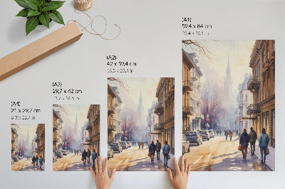 Poster Winterbäume in der Stadt, friedliche Atmosphäre