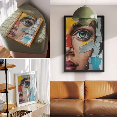 Kunstdruck auf Leinwand bewegte Abstraktion mit energiegeladenen Farben und vielfältigen Texturen