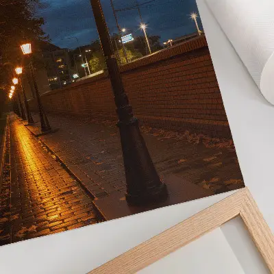 Poster nächtliche Gassen mit warm leuchtenden Laternen