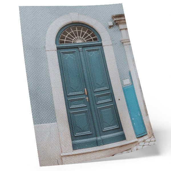 Kunstdruck leinwand Blaue Tür mit weißen Architekturelementen