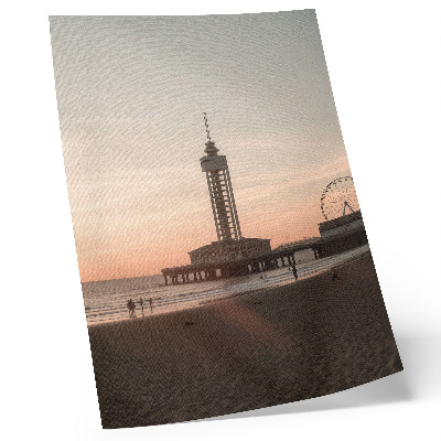 Wandposter Strandturm, pastellfarbener Himmel, Rundumblick
