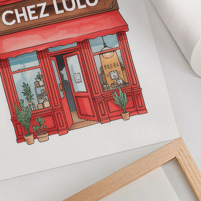 Poster Architektur, Café, Pflanzen, Pastellfarben