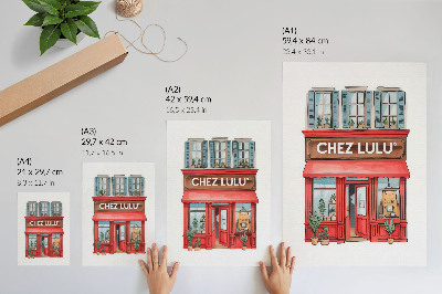Poster Architektur, Café, Pflanzen, Pastellfarben