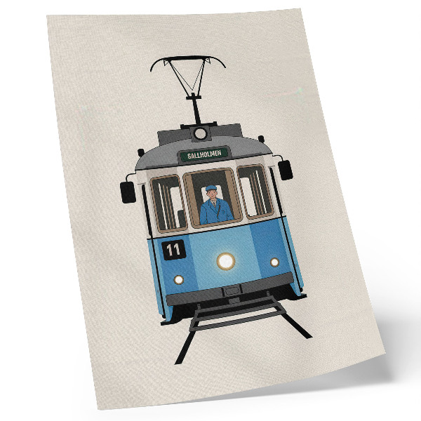 Wandposter Retro-Straßenbahn im minimalistischen Stil