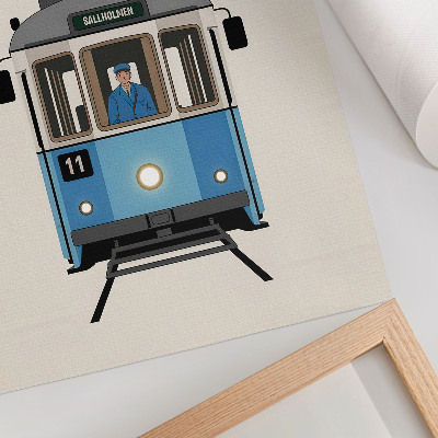 Wandposter Retro-Straßenbahn im minimalistischen Stil