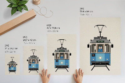 Wandposter Retro-Straßenbahn im minimalistischen Stil