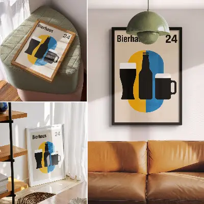 Poster mit kontrastierenden Farben und geometrischen Formen